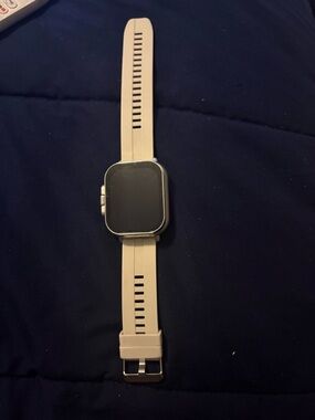 Beige Silicone Smartwatch with Square Display